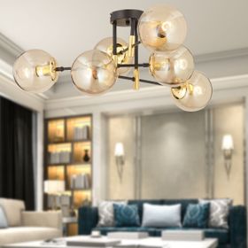 Apliqa Maral 6'lı Siyah Gold Bal Camlı Avize