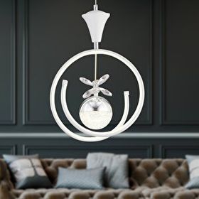 Apliqa Mengü Tekli Beyaz Krom 3 Renkli 36 Watt Ledli Modern Oturma Odası Koridor Salon Led Avize