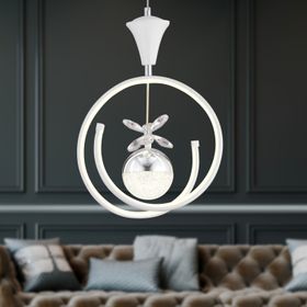 Apliqa Mengü Tekli Beyaz Krom 3 Renkli 36 Watt Ledli Modern Oturma Odası Koridor Salon Led Avize