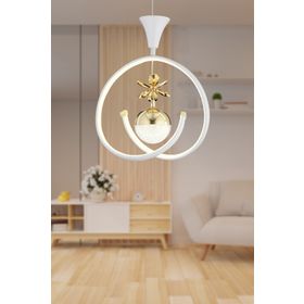 Apliqa Mengü Tekli Beyaz Krom 3 Renkli 36 Watt Ledli Modern Oturma Odası Koridor Salon Led Avize