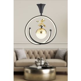 Apliqa Mengü Tekli Siyah Gold 3 Renkli 36 Watt Ledli Modern Oturma Odası Koridor Salon Led Avize
