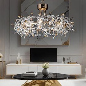 Apliqa Mercan 60'lık Yuvarlak Gold Kristal Taşlı Avize