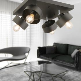 Apliqa Meriç 4'lü Siyah Modern Plafonyer Avize