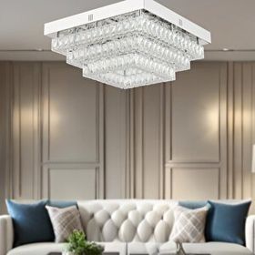 Apliqa Modina Tek Katlı Krom 3 Renkli 20 Watt Ledli 3 Renkli Kristalli Taşlı Modern Tasarım Led Kristal Salon Avize