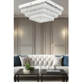 Apliqa Modina Tek Katlı Krom 3 Renkli 20 Watt Ledli 3 Renkli Kristalli Taşlı Modern Tasarım Led Kristal Salon Avize
