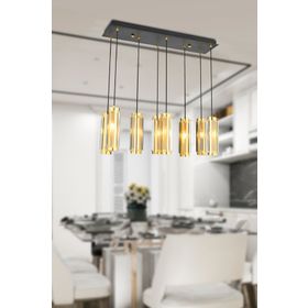 Apliqa Natali 8 Li Sıralı Gold Sarkıt Salon-Yemek Masası Avize