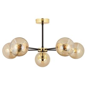 Apliqa Nide 3 Lü Siyah Gold Bal Camlı Salon Avize