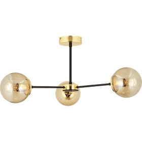 Apliqa Nide 3 Lü Siyah Gold Bal Camlı Salon Avize