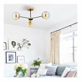 Apliqa Nide 3 Lü Siyah Gold Bal Camlı Salon Avize