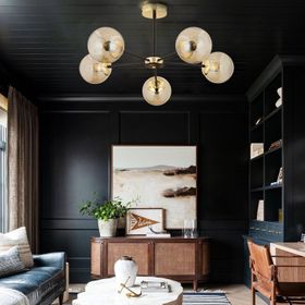 Apliqa Nide 5 Li Siyah Gold Bal Camlı Salon Avize