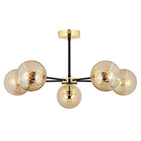 Apliqa Nide 5 Li Siyah Gold Bal Camlı Salon Avize