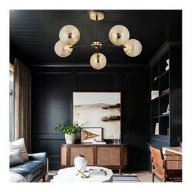 Apliqa Nide 5 Li Siyah Gold Bal Camlı Salon Avize