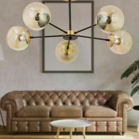 Apliqa Nide Siyah 5'li Eskitme Bal Camlı Modern Genç Odası Yatak Odası Retro Salon Avize