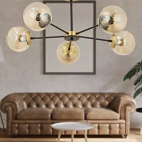 Apliqa Nide Siyah 5'li Eskitme Bal Camlı Modern Genç Odası Yatak Odası Retro Salon Avize