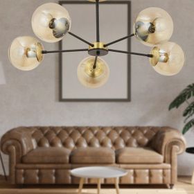 Apliqa Nide Siyah 5'li Eskitme Bal Camlı Modern Genç Odası Yatak Odası Retro Salon Avize