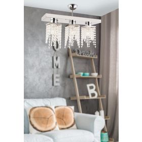 Apliqa Nikola 3'lü Kristal Taşlı Krom Avize