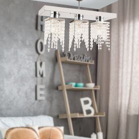 Apliqa Nikola 3'lü Krom Kristalli Taşlı Modern Tasarım Kristal Salon Avize