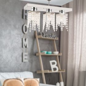 Apliqa Nikola 3'lü Krom Kristalli Taşlı Modern Tasarım Kristal Salon Avize