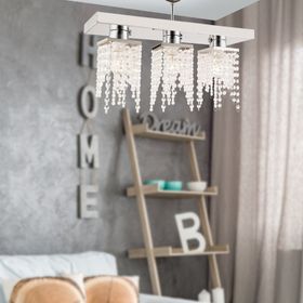 Apliqa Nikola 3'lü Krom Kristalli Taşlı Modern Tasarım Kristal Salon Avize