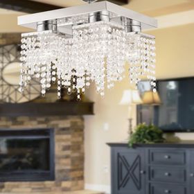 Apliqa Nikola 4'lü Krom Kristalli Taşlı Modern Tasarım Kristal Salon Avize