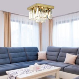 Apliqa Nilüfer 2 Katlı Küçük Eskitme Kare Kristalli Taşlı Modern Tasarım Kristal Salon Avize