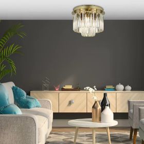 Apliqa Nilüfer 2 Katlı Küçük Eskitme Yuvarlak Kristalli Taşlı Modern Tasarım Kristal Salon Avize