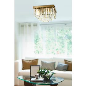 Apliqa Nilüfer Kristal Eskitme Triplex Kare Kristal Taşlı Avize