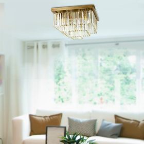 Apliqa Nilüfer Kristalli Eskitme Triplex Kare Kristalli Taşlı Modern Tasarım Kristal Salon Avize