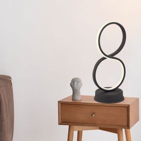 Apliqa Odetta Siyah Ledli Modern Oturma Odası Yatak Odası Salon Led Abajur