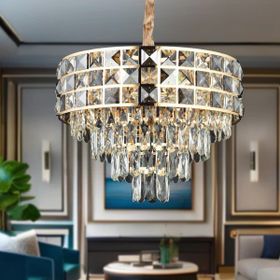 Apliqa Orrel 8'li Gold Kristal Taşlı Modern Avize