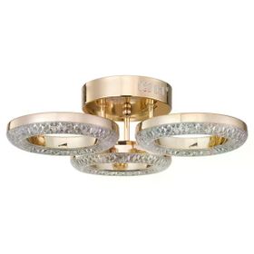 Apliqa Oylum 3'lü Gold 24 Watt Kristalli Koridor Salon Led Plafonyer Avize