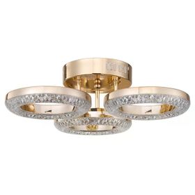 Apliqa Oylum 3'lü Gold 24 Watt Kristalli Koridor Salon Led Plafonyer Avize