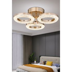 Apliqa Oylum 3'lü Gold 24 Watt Kristalli Koridor Salon Led Plafonyer Avize