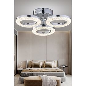 Apliqa Oylum 3'lü Krom 24 Watt Kristalli Koridor Salon Led Plafonyer Avize