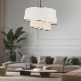 Apliqa Paoni 2 Katlı Beyaz Gold Detaylı Modern KoridorYatak Odası Salon Avize