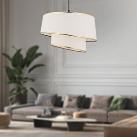 Apliqa Paoni 2 Katlı Beyaz Gold Detaylı Modern KoridorYatak Odası Salon Avize