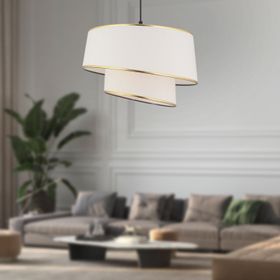 Apliqa Paoni 2 Katlı Beyaz Gold Detaylı Modern KoridorYatak Odası Salon Avize