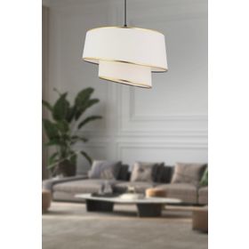 Apliqa Paoni 2 Katlı Beyaz Gold Detaylı Modern KoridorYatak Odası Salon Avize
