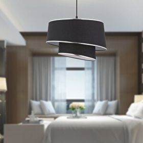 Apliqa Paoni 2 Katlı Siyah Gümüş Detaylı Avize