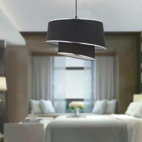 Apliqa Paoni 2 Katlı Siyah Gümüş Detaylı Avize
