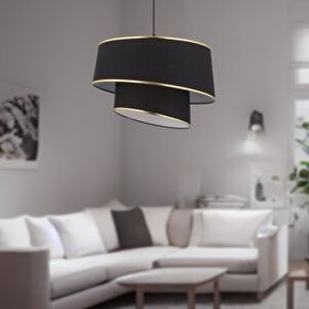 Apliqa Paoni Siyah Gold Detaylı Modern Koridor-Yatak Odası-Salon 2 Katlı Avize