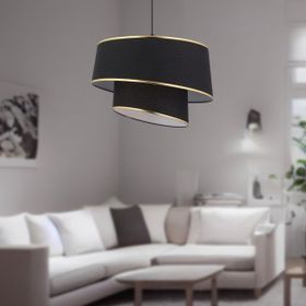 Apliqa Paoni Siyah Gold Detaylı Modern Koridor-Yatak Odası-Salon 2 Katlı Avize