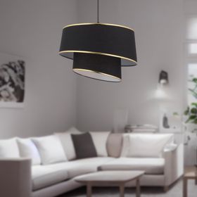 Apliqa Paoni Siyah Gold Detaylı Modern Koridor-Yatak Odası-Salon 2 Katlı Avize