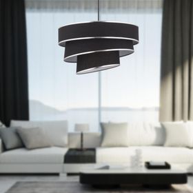 Apliqa Paoni Siyah Gümüş Detaylı Modern Koridor-Yatak Odası-Salon 3 Katlı Avize