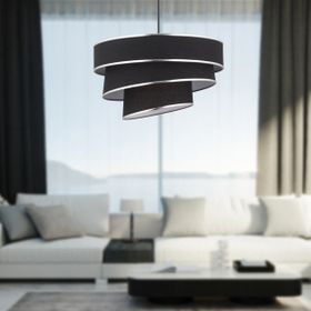 Apliqa Paoni Siyah Gümüş Detaylı Modern Koridor-Yatak Odası-Salon 3 Katlı Avize