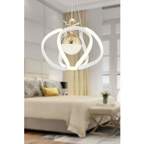 Apliqa Pelin Tekli Beyaz Gold 3 Renkli 39 Watt Ledli Modern Oturma Odası Koridor Salon Led Avize