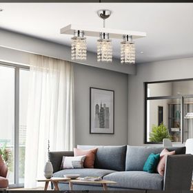 Apliqa Peter 3'lü Sıralı Krom Kristalli Taşlı Modern Tasarım Kristal Salon Avize