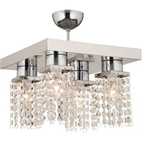 Apliqa Peter 4'lü Krom Kristalli Taşlı Modern Tasarım Kristal Salon Avize