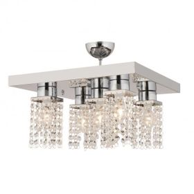Apliqa Peter 5'li Krom Kristalli Taşlı Modern Tasarım Kristal Salon Avize