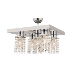 Apliqa Peter 5'li Krom Kristalli Taşlı Modern Tasarım Kristal Salon Avize